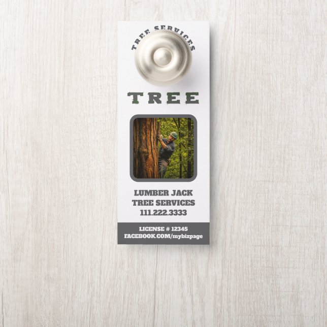 *~*  Lumber Jack Tree Services QR Door Hanger (On Knob)