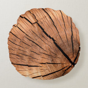 Lumber log wood tree cross section round cushion