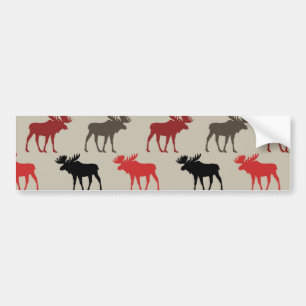 Lumber Red Black Grey Moose Silhouette Antler Deer Bumper Sticker