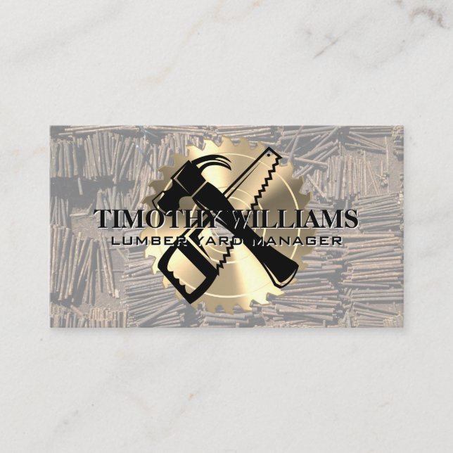 Lumber Yard | Saw Hammer Business Card (Front)