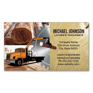 Lumber Yard   Wood   Circular Saw Magnetic Business Card