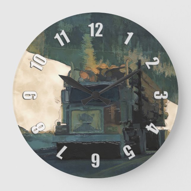 Lumbering Logging Truck Large Clock (Front)