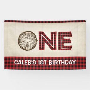 Lumberjack 1st Birthday Banner - ONE