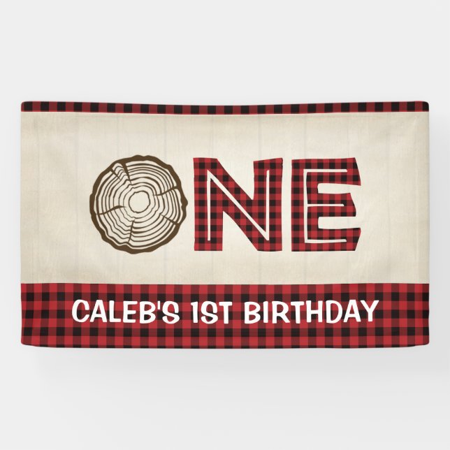 Lumberjack 1st Birthday Banner - ONE (Horizontal)