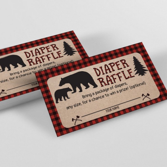 Lumberjack Baby Shower Diaper Raffle Card Bear (Creator Uploaded)