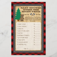 Lumberjack Baby Shower Guess Right Price Game