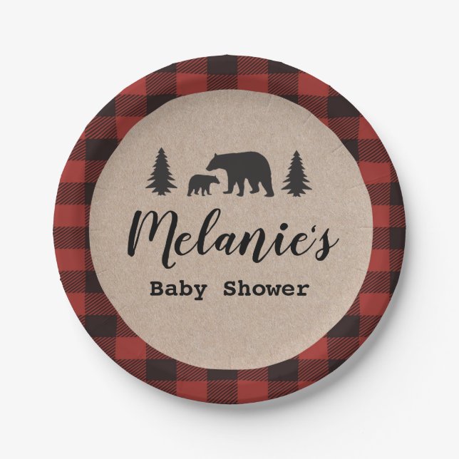 Lumberjack Baby Shower Paper Plate (Front)