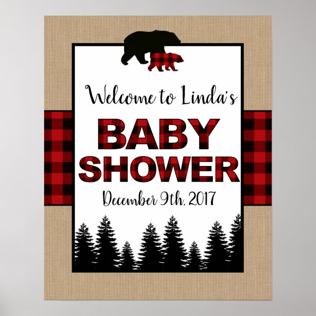 Lumberjack Baby Shower Welcome Sign Poster (Front)