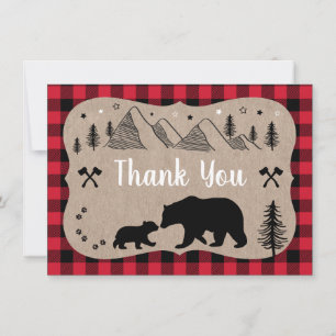 Lumberjack Baby Shower Wilderness Bear Thank You Card