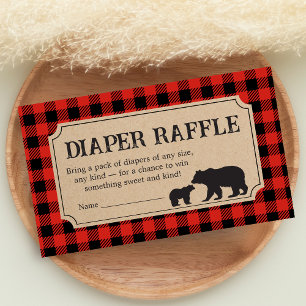 Lumberjack Bear Baby Shower Diaper Raffle Enclosure Card