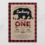 Lumberjack Bear Tartan 1st Birthday Woodland Party Invitation<br><div class="desc">This lumberjack inspired design features a cute bear silhouette on kraft paper & plaid background / Fully customizable - You are able to change the wording with your details,  you can also modify the text style,  colors and sizes to your liking.</div>
