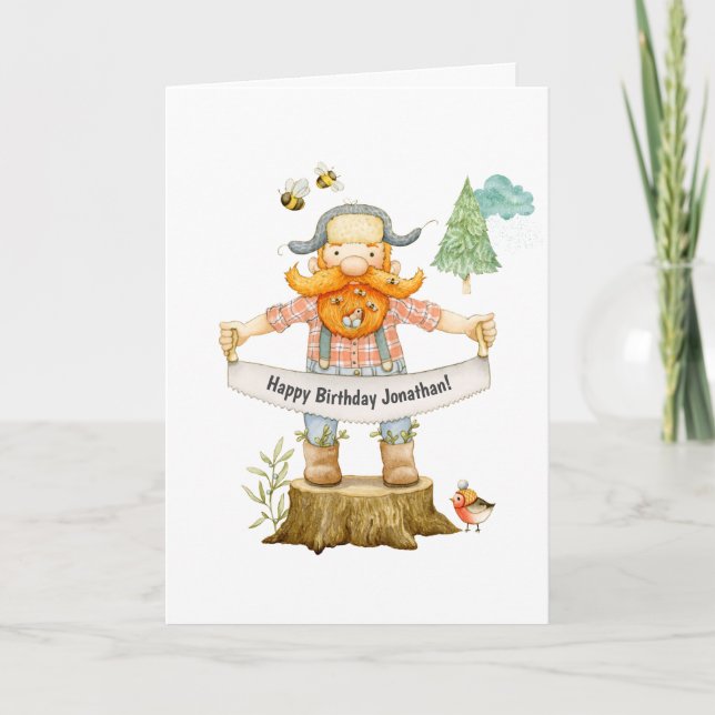 Lumberjack Birthday Greeting Card (Front)