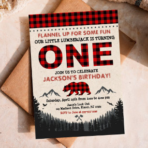 Lumberjack Birthday Invitation Buffalo Plaid
