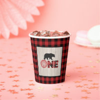 Lumberjack Birthday Paper Cup - ONE - Bear