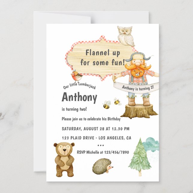 Lumberjack Birthday Party Magnetic Invitation (Front)