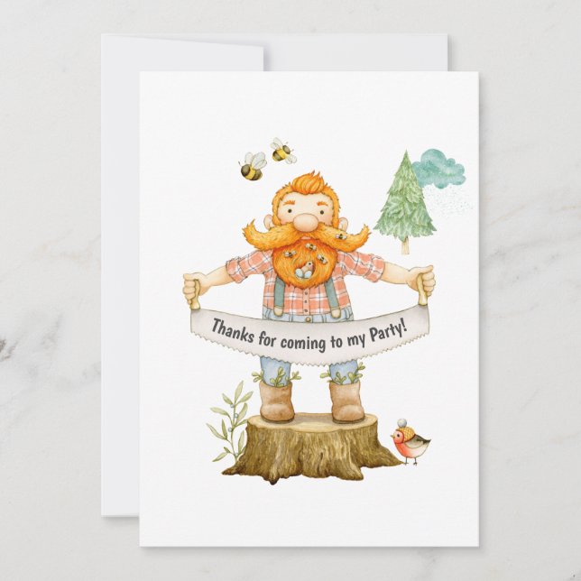 Lumberjack Birthday Thank You Card (Front)