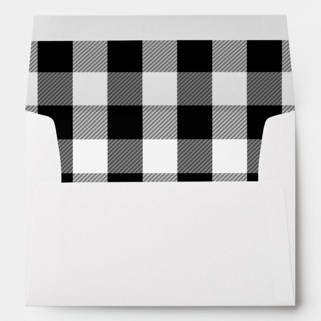 Lumberjack Black and White Plaid Rustic 5X7 Envelopes (Back (Bottom))