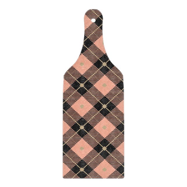 Lumberjack Black Coral PInk Plaid  Cutting Board (Front)