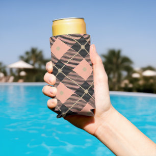 Lumberjack Black Coral PInk Plaid Seltzer Can Cooler