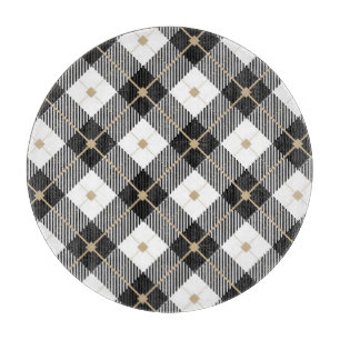 Lumberjack Black White Plaid Pattern Cutting Board