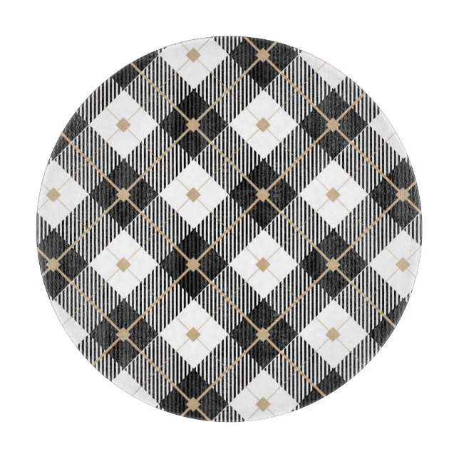 Lumberjack Black  White Plaid Pattern Cutting Board (Front)