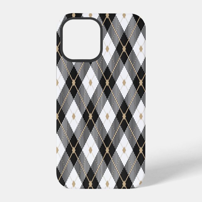 Lumberjack Black  White Plaid Pattern iPhone Case (Back)