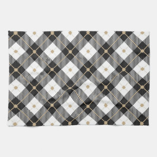 Lumberjack Black  White Plaid Pattern Tea Towel