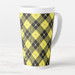 Lumberjack Black Yellow Plaid Pattern Latte Mug