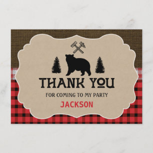 Lumberjack Boys Birthday Thank You Flat Card