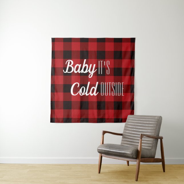 lumberjack buffalo plaid baby it's cold outside tapestry (In Situ)