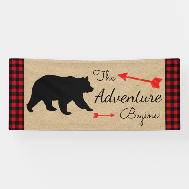 Lumberjack Buffalo Plaid Bear Boy Baby Shower Banner (Horizontal)
