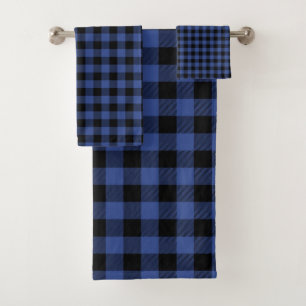 Lumberjack Buffalo Plaid Blue Flannel Man Bath Towel Set