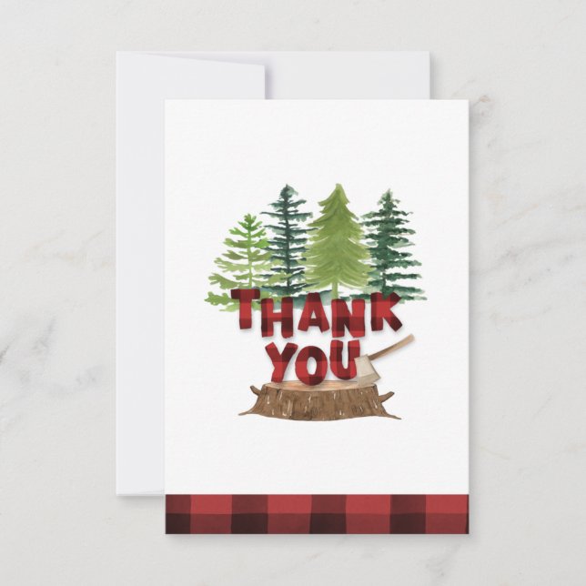 Lumberjack Buffalo Plaid Thank you Card (Front)