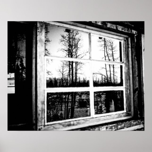 Lumberjack Cabin Window // B W Grainy Poster (Front)