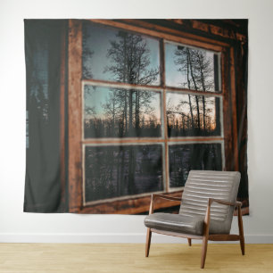 Lumberjack Cabin Window // Grainy Sunset Tapestry