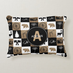 Lumberjack Camping Adventure Monogram Nursery  Decorative Cushion