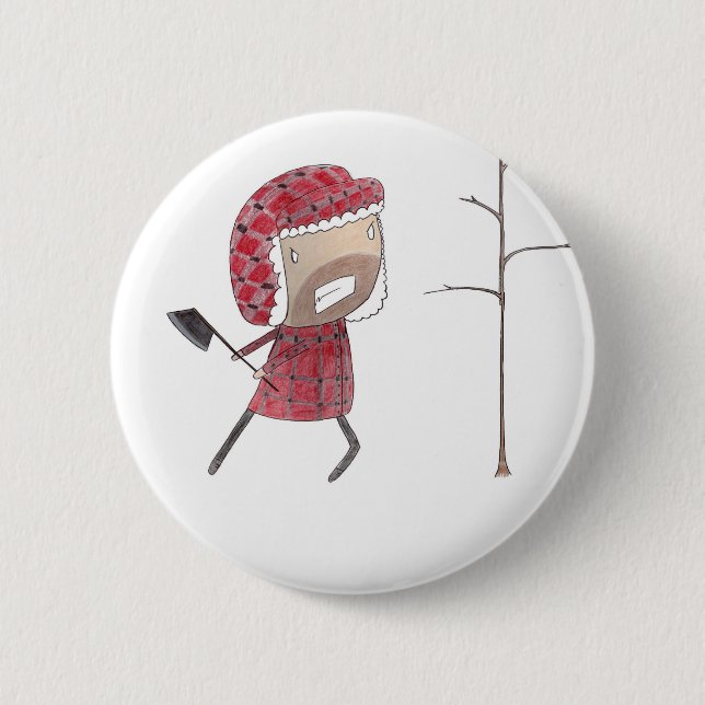 Lumberjack chops tree 6 cm round badge (Front)