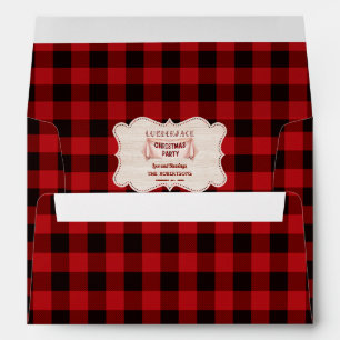 Lumberjack Christmas Party Red Buffalo Wood Envelope