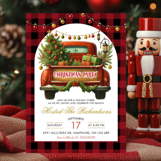 Lumberjack Christmas Truck Holiday Party Invitation (Creator Uploaded)
