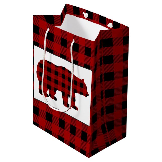 Lumberjack Country bear pattern gift bag (Front Angled)