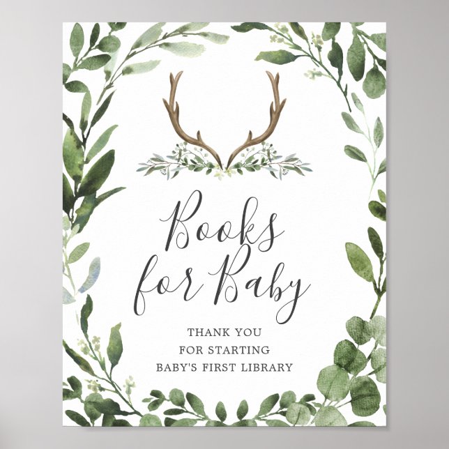 Lumberjack Deer Baby Shower Books For Baby Sign (Front)