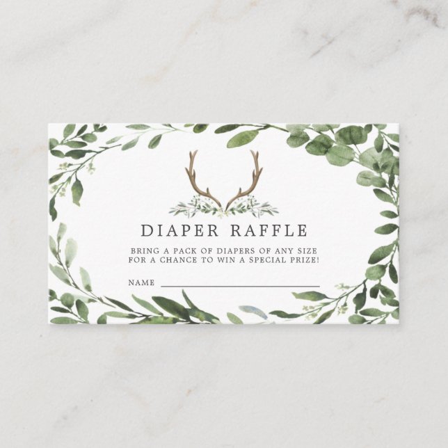Lumberjack Deer Diaper Raffle Baby Shower Card (Front)