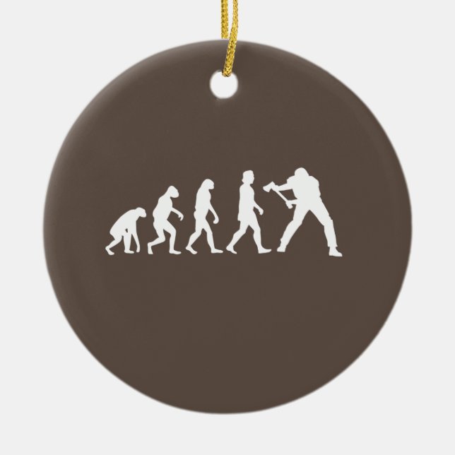 Lumberjack Evolution Ceramic Tree Decoration (Front)
