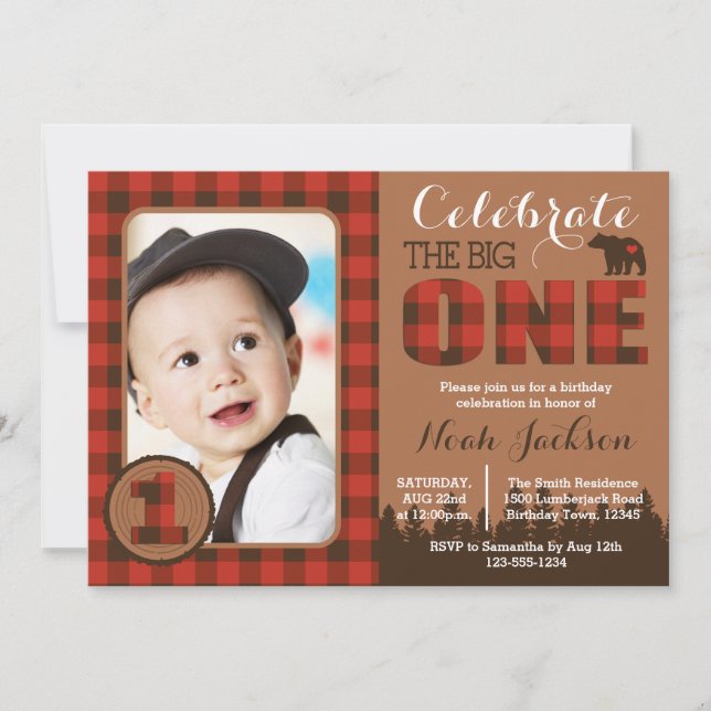 Lumberjack First Birthday Party Invitation (Front)