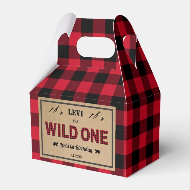 Lumberjack First Birthday, Wild One Favour Box (Front Side)