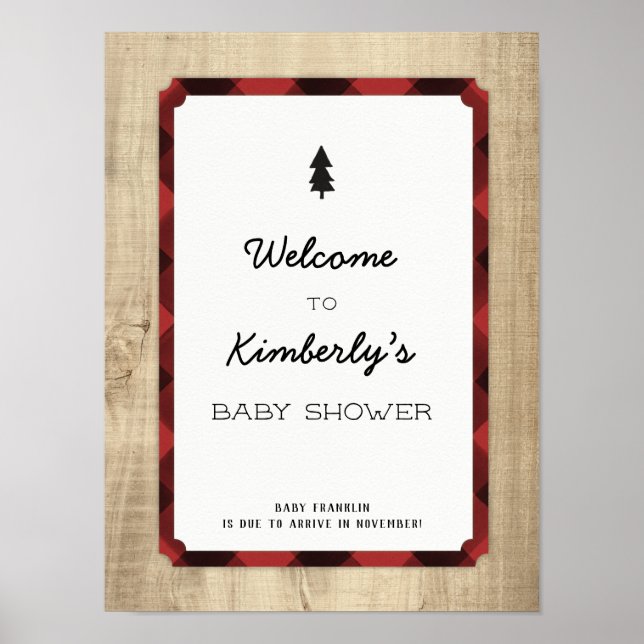 Lumberjack Flannel Boy Baby Shower Welcome Poster (Front)