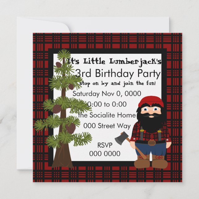 Lumberjack Gnome Invitation (Front)