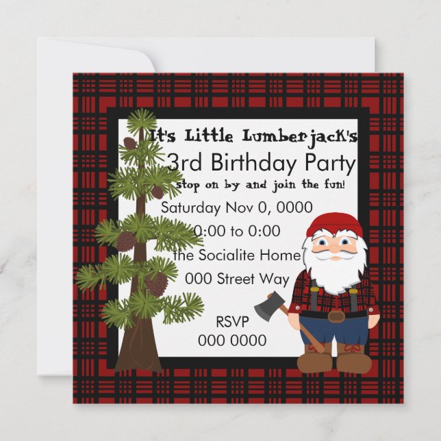 Lumberjack Gnome Invitation (Front)