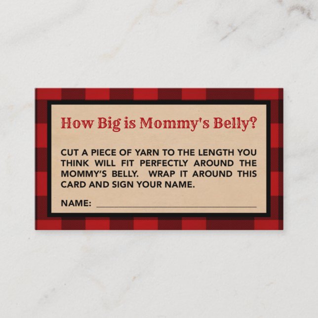 Lumberjack How Big is Mummy's Belly Game Card (Front)