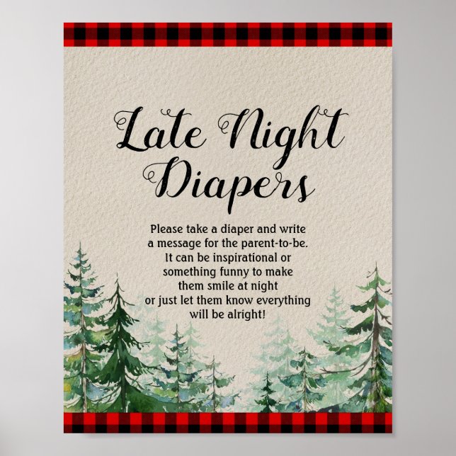 Lumberjack Late Night Diapers Sign (Front)